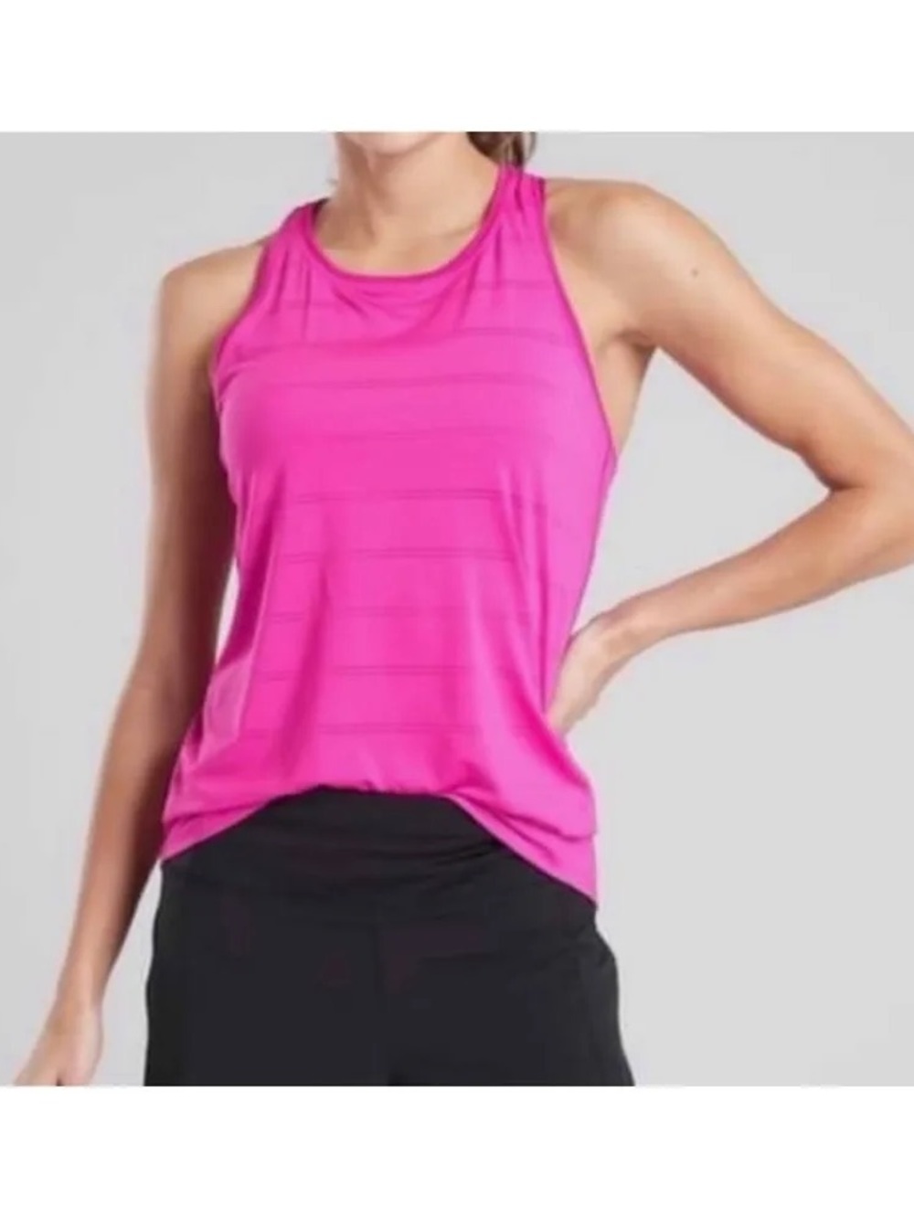 Athleta High Neck Chi Double Striped Tank - Hot Pink
